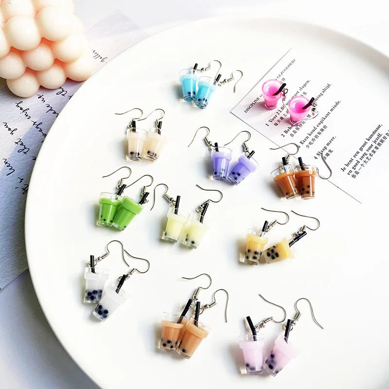 Bubble Tea Hanging Earrings